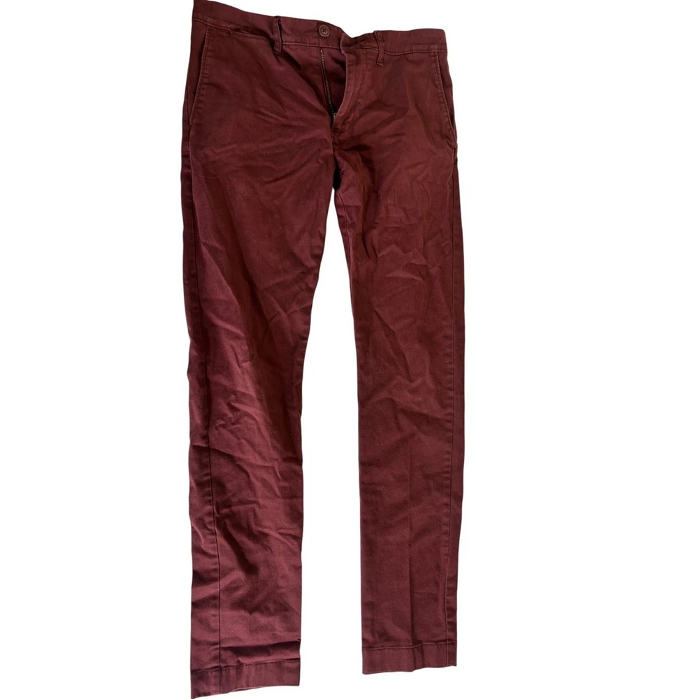 J.Crew Chino Pants Mens 28x32 Burgundy 484 Slim Comfort Flat Front Skinny Leg